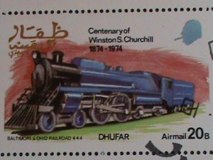 ​GRATE BRITAIN-DUYFAR-1974-CENTENARY OF WINSTON CHURCHILL-TRAIN CT0-SHEET-VF