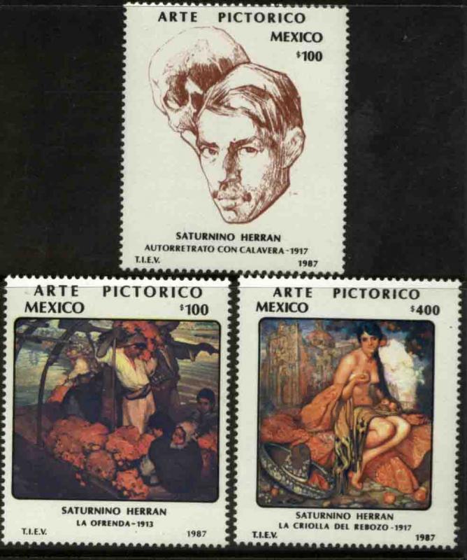 MEXICO 1488-1490 Cent Birth of Painter Saturnino Herran MINT, NH. VF.