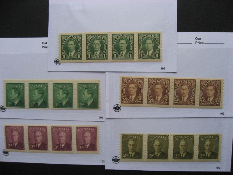 CANADA 5 different MNH coil strips of 4, well worth checking them out!