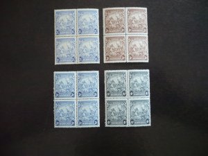 Stamps - Barbados - Scott# 196,197,197a,198 - Mint Hinged Blocks of 4 Stamps