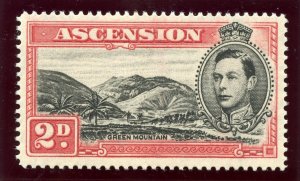 Ascension 1938 KGVI 2d black & scarlet MOUNTAINEER FLAW variety MLH. SG 41ca.