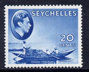 Seychelles 1938-49 KG6 Fishing Pirogue 20c blue unmounted...