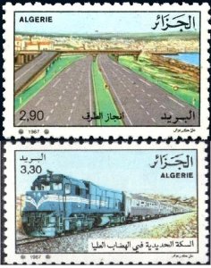 Algeria 1987 MNH Stamps Scott 858-859 Trains Railway Locomotive Highway