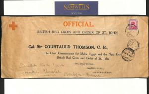 EGYPT WW1 Official RED CROSS Cover *Courtauld Thomson* 1916 France MS1996