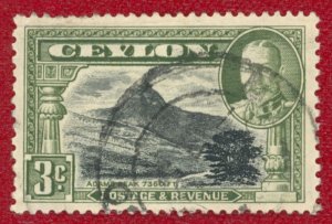 CEYLON Sc 265 USED 1935 3c - King George V - Adam's Peak
