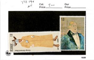 Ireland, Postage Stamp, #478-479 Mint NH, 1980 Art, Bernard Shaw, Art (AF)