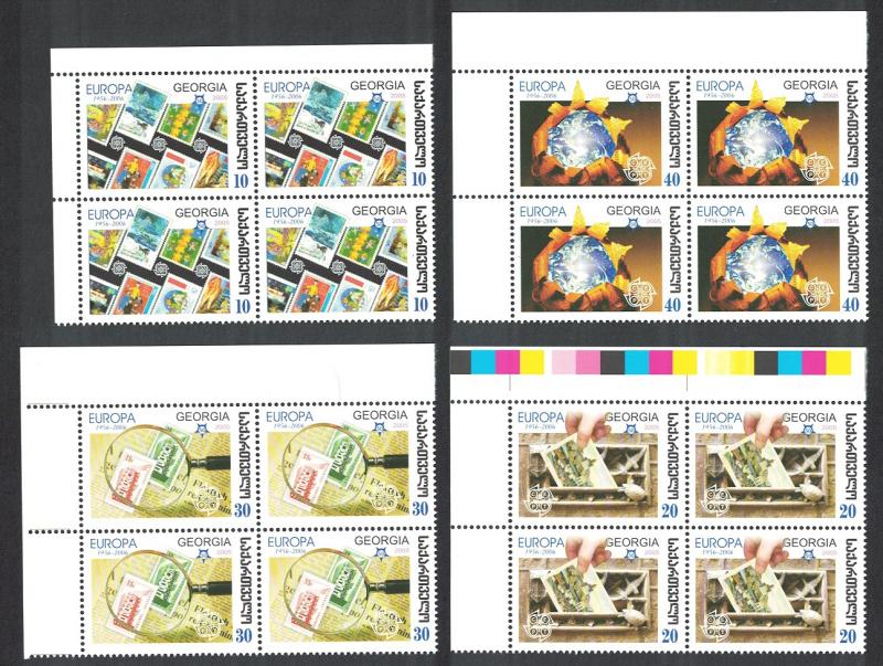 Georgia 50th Anniversary of Europa CEPT stamps 4v Corner Blocks SG#484-487