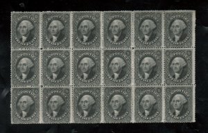 USA #36b Mint Fine - Very Fine Block Of 18 **With Certificate**