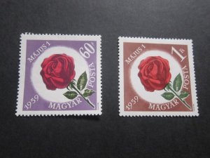 Hungary 1959 Sc 1222-23 flower set MNH