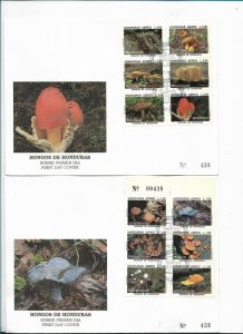 HONDURAS 1995, MUSHROOMS FLORA COMPLETE SET IN 5 NICE FDC, FIRST DAY COVE