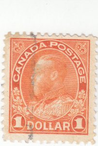 Canada - Scott # 122 - $1 Orange - King George V - Used