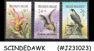 BELGIUM - 1987 EUROPEAN NATURE YEAR / BIRDS FLOWER - 3V - MINT NH