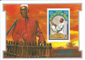 Gambia #1190 String Drum Souvenir Sheet (MNH) CV$6.00