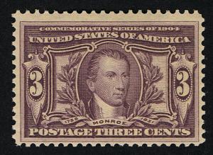 GENUINE SCOTT #325 F-VF MINT OG NH 1904 VIOLET 3¢ LOUISIANA PURCHASE EXPO ISSUE