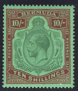 Bermuda 1930 KGV 10s green & red/deep emerald superb MNH. SG 92g. Sc 96a.