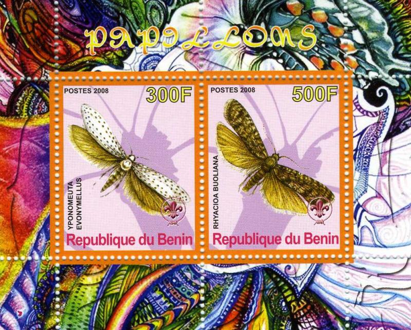 Benin 2008 BUTTERFLIES Scout Emblem Sheet Perforated Mint (NH)