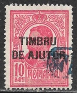 ROMANIA 1915 10b King Carol I Postal Tax Stamp Sc RA2 VFU