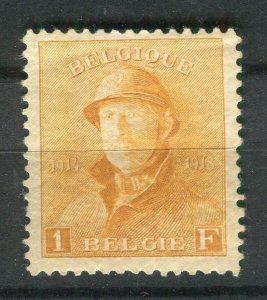 BELGIUM; 1919 early King Albert ' Tin Hat ' issue fine Mint hinged 1Fr. value