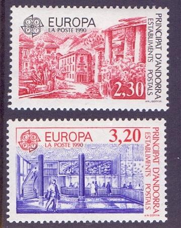 Andorra French 1990 MNH Europe post office buildings complete