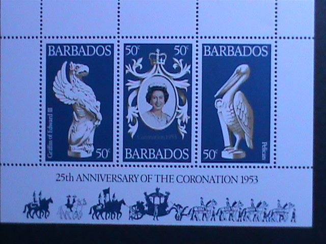 BARBADOS 1953 25TH ANNIV: COLONATION OF QUEEN ELIZABETH II MNH-S/S VERY FINE