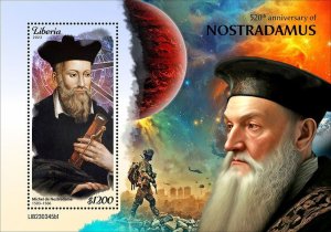 LIBERIA- 2023 - Nostradamus - Perf Souv Sheet - Mint Never Hinged