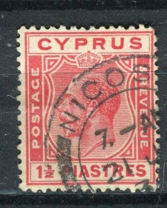 CYPRUS; 1920s early GV portrait issue fine used Shade of 1.5Pi. value