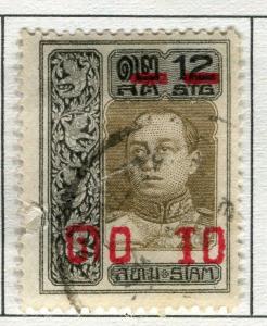 THAILAND;  1919 surcharged Portrait issue fine used 10s. value