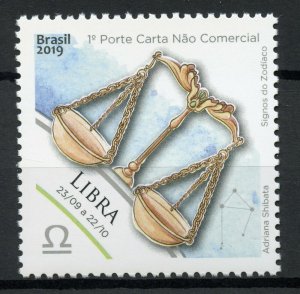 Brazil Astrology Stamps 2019 MNH Zodiac Star Signs Libra Astrological 1v Set