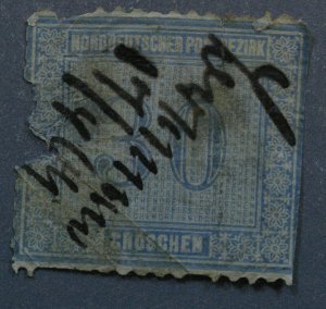 North German Confederation #26 Used VG Pen Cancel Flaws