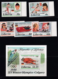 Liberia 1988 -  Winter Olympic Calgary MNH Sheet # set # 1049-1054