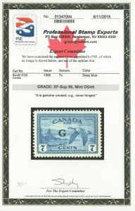 #CO2 7c OMHS Deep Blue Canada Grade: XF-Sup 95 OG MNH w/PSE cert.  (JH 6/26/21)