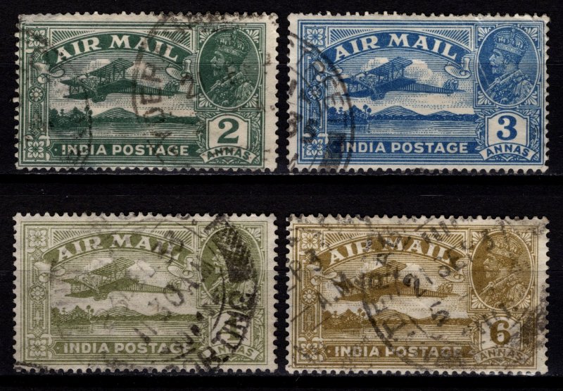 India 1929 George V Airmail to 6a, Part Set [Used]