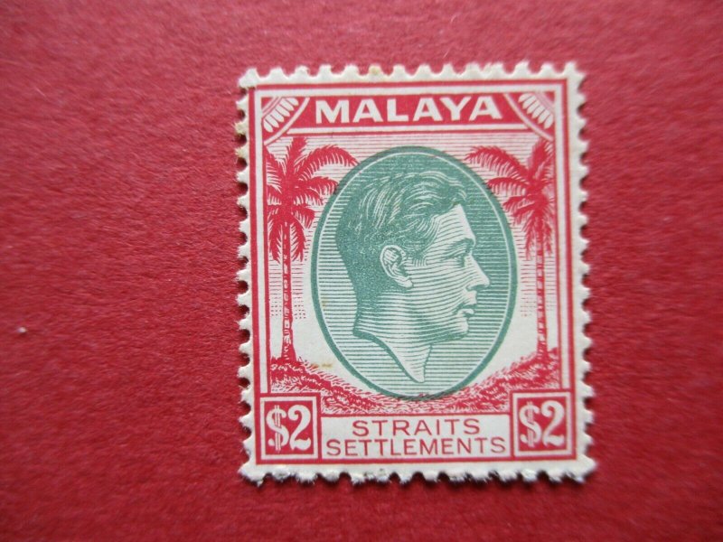 SG291 Malaya Straits Settlements George VI 1938 $2 Green & Scarlet MM