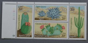 United States #1945a (1942-1945) Block Four Cacti Plate Number MNH