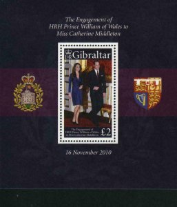 #1266 ss - Gibraltar - 2011 - Prince &  Middleton Engagement - MNH - cv $9.50