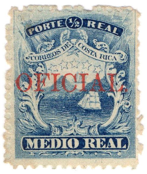 (I.B) Costa Rica Postal : ½c Ultramarine (Oficial)