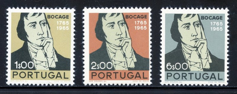 Portugal 991-93 MNH, 200th. Anniv. of Birth of Poet Bocage Set from 1966.