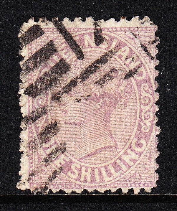 QUEENSLAND — SCOTT 61 (SG 145) — 1/- VICTORIA PALE LILAC — USED — SCV $15.00