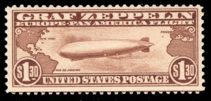 US STAMPS  # C14 GRAF ZEPPELIN MINT OG NH LOT #32264-3