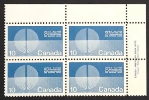 Canada 513 Plate Block UR VF MNH