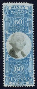 USA Sc# R116 Used 1871 60c blue & black George Washington Revenue Stamp