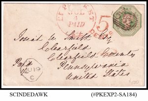 GREAT BRITAIN - 1850 ENGLAND PREPAID RATE TO USA, CUT TO SHAPE PAYS TREATY RATE