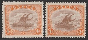 PAPUA 1916 Lakatoi 4d, wmk Crown left & right. MNH **.