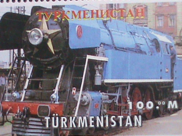 TURKMENISTAN STAMP-COLORFUL WORLD FAMOUS TRAINS-MNH SHEET-VF BEST QUALITY,