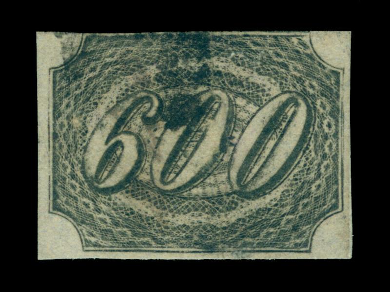 BRAZIL 1844  INCLINADOS  600reis black  Scott # 13 used  RARE