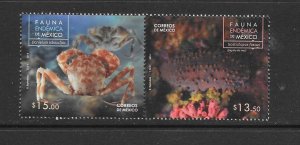 MARINE LIFE - MEXICO #2905a (RIGHT PAIR) CRAB & CORAL  MNH