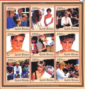 A0852 -  GUINEA-BISSAU - ERROR   MISSPERF SHEET - 2001 Royalty PRINCESS DIANA