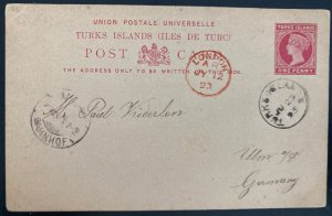 1893 Turks Island Postal Stationary Postcard Cover To Ulm Germany
