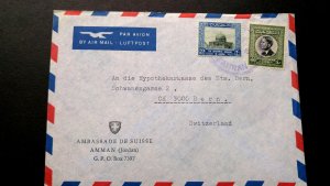 SWITZERLAND EMBASSY, JORDAN “ZAHRAN PO ROUND RUBBER CANCEL” COVER TO