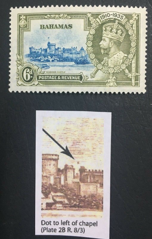 MOMEN: BAHAMAS SG #143g 1935 DOT TO LEFT OF CHAPEL MINT OG H LOT #61294